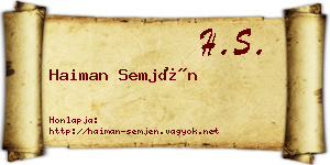 Haiman Semjén névjegykártya